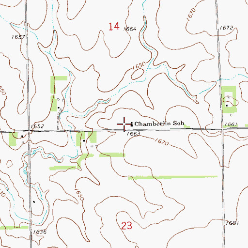 Topographic Map of Chamberlain School, SD