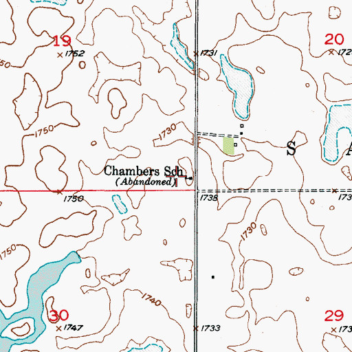 Topographic Map of Chambers School, SD