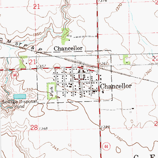 Topographic Map of Chancellor, SD