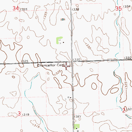 Topographic Map of Chancellor Reformed Cemetery, SD