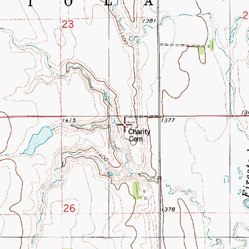 Topographic Map of Charity Cemetery, SD