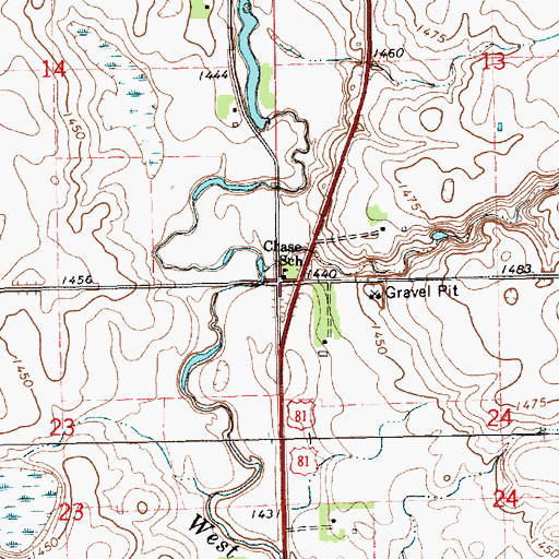 Topographic Map of Chase School, SD
