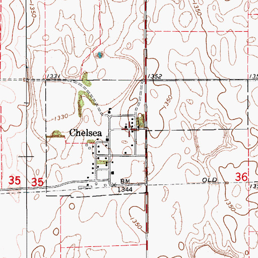 Topographic Map of Chelsea, SD