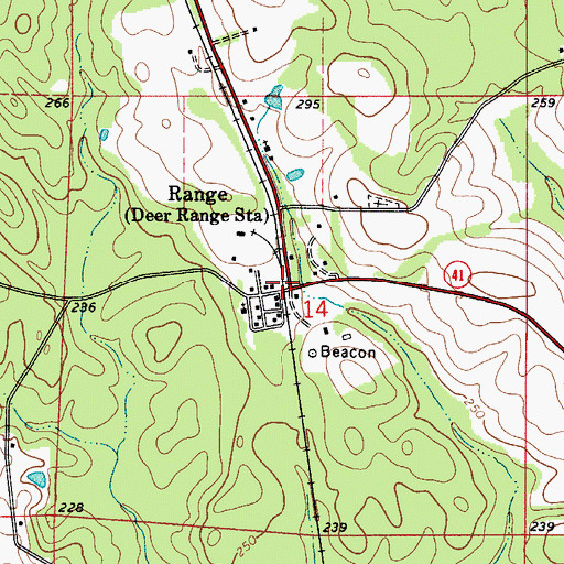 Topographic Map of Range, AL