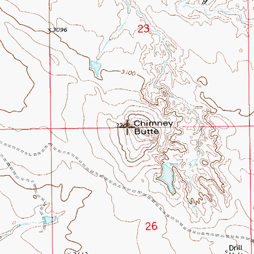 Topographic Map of Chimney Butte, SD