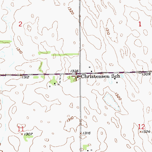 Topographic Map of Christensen School, SD