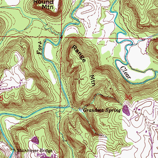 Topographic Map of Range Mountain, AL
