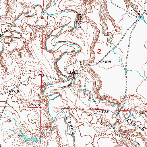 Topographic Map of Church Creek, SD
