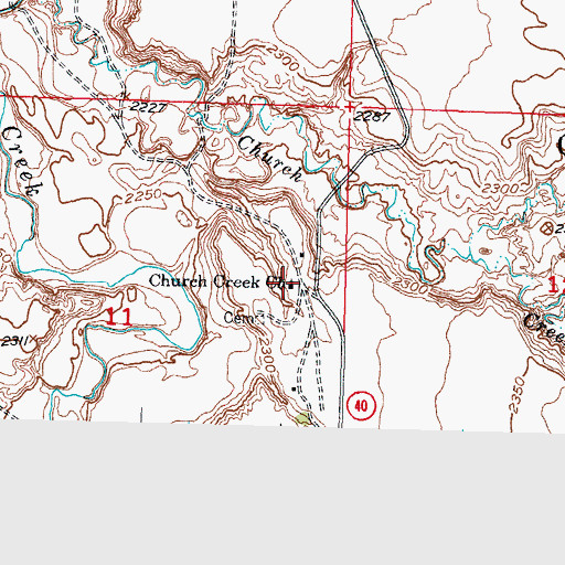 Topographic Map of Church Creek Church, SD