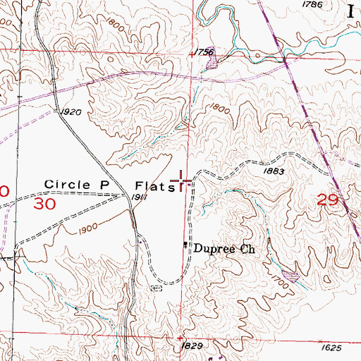 Topographic Map of Circle P Flats, SD