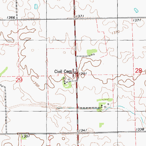 Topographic Map of Civil Cemetery, SD