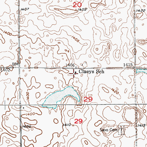 Topographic Map of Claeys School, SD