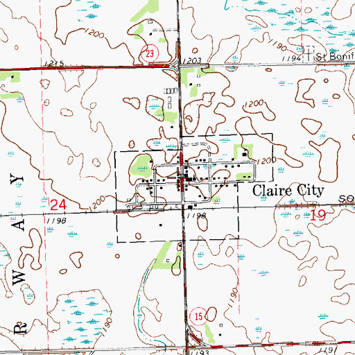 Topographic Map of Claire City, SD