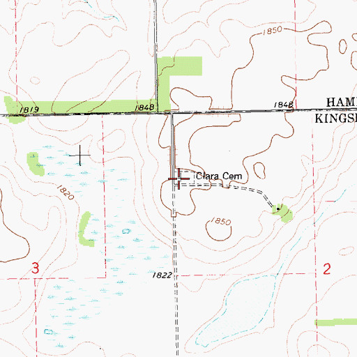 Topographic Map of Clara Cemetery, SD