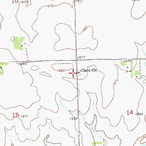 Topographic Map of Clare Church, SD
