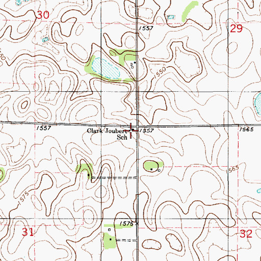 Topographic Map of Clark Joubert School, SD