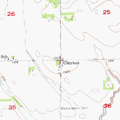 Topographic Map of Clayton, SD