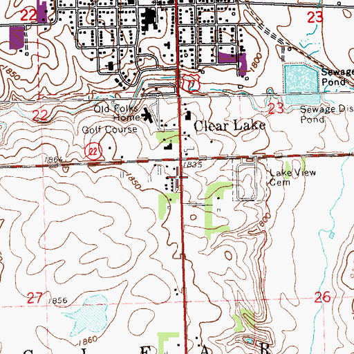 Topographic Map of Clear Lake, SD
