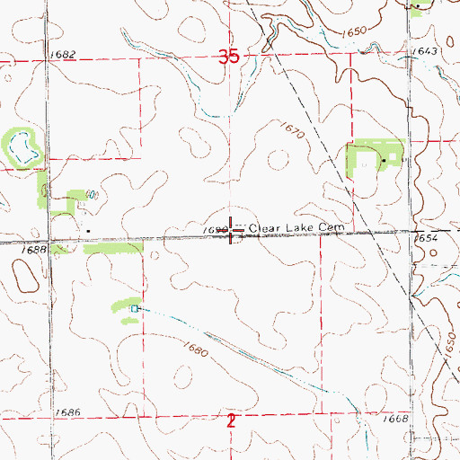 Topographic Map of Clear Lake Cemetery, SD