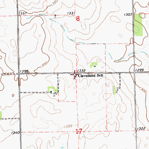 Topographic Map of Cleveland School, SD
