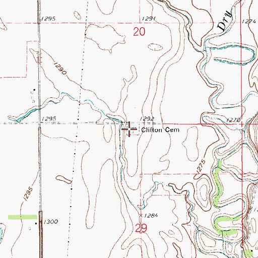 Topographic Map of Clifton Cemetery, SD