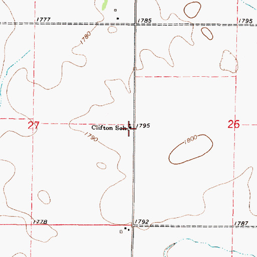 Topographic Map of Clifton School, SD