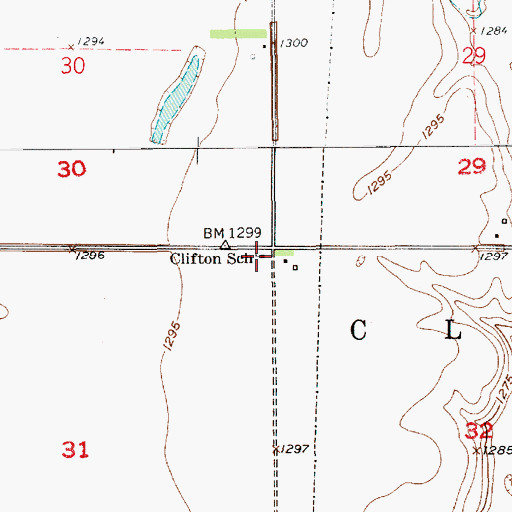 Topographic Map of Clifton School, SD