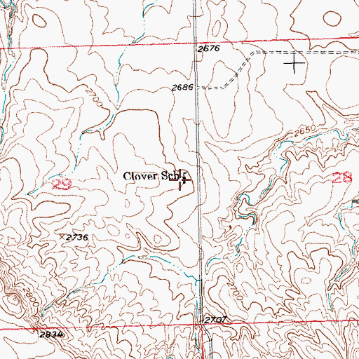 Topographic Map of Clover School, SD