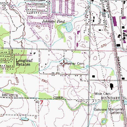 Topographic Map of Rather Cemetery, AL