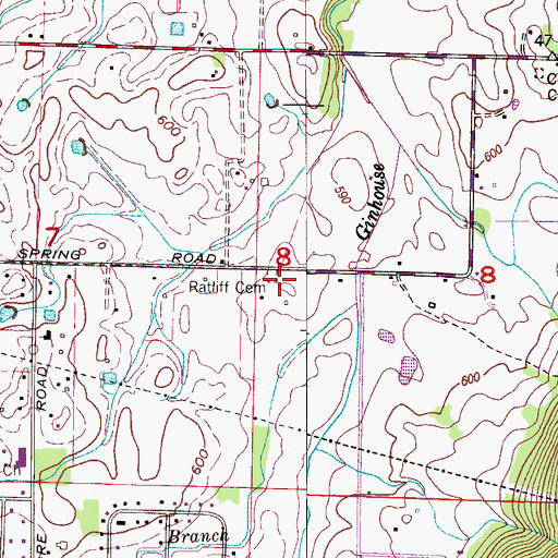 Topographic Map of Ratliff Cemetery, AL