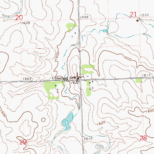 Topographic Map of Coleman School, SD