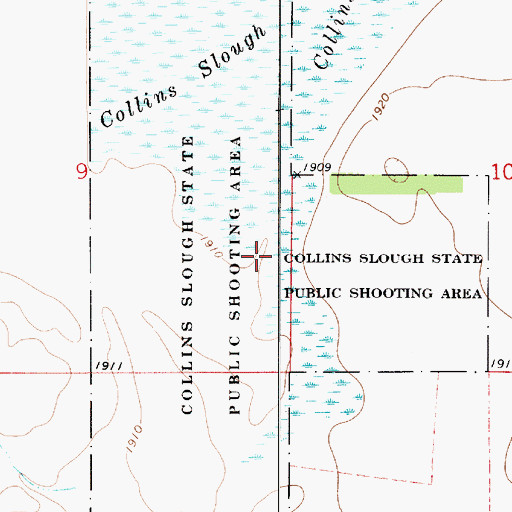 Topographic Map of Collins Slough State Public Shooting Area, SD