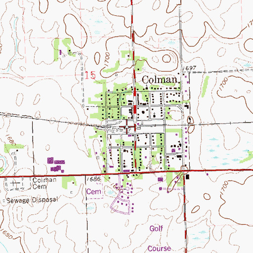 Topographic Map of Colman, SD