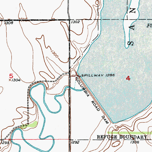 Topographic Map of Columbia Road Dam, SD