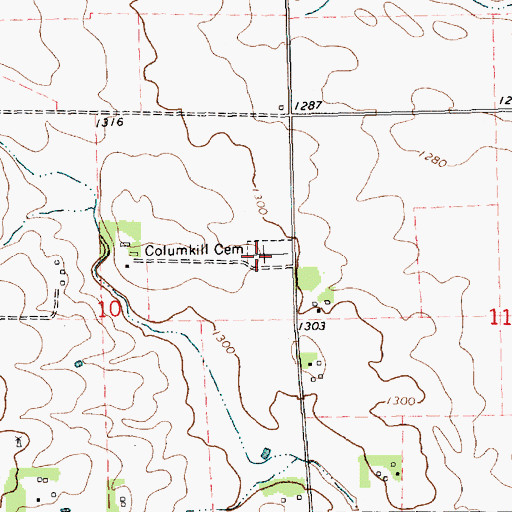 Topographic Map of Columkill Cemetery, SD