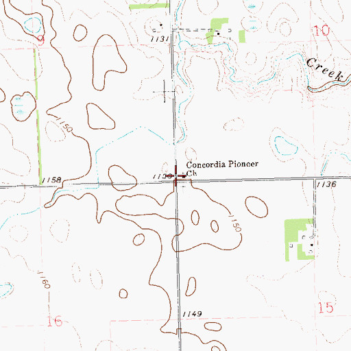 Topographic Map of Concordia Pioneer Church, SD