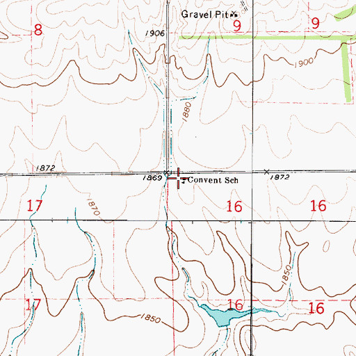 Topographic Map of Convent School, SD