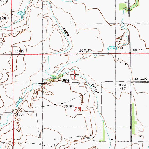 Topographic Map of Cook Ditch, SD