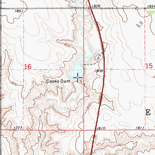 Topographic Map of Cooks Dam, SD