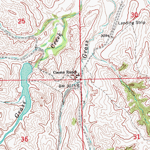Topographic Map of Cooms Ranch, SD