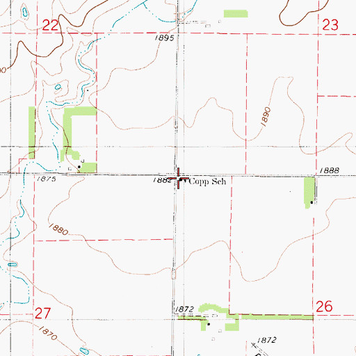 Topographic Map of Copp School, SD
