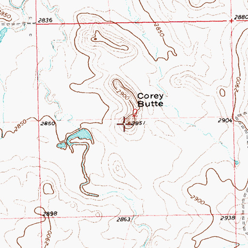 Topographic Map of Corey Butte, SD
