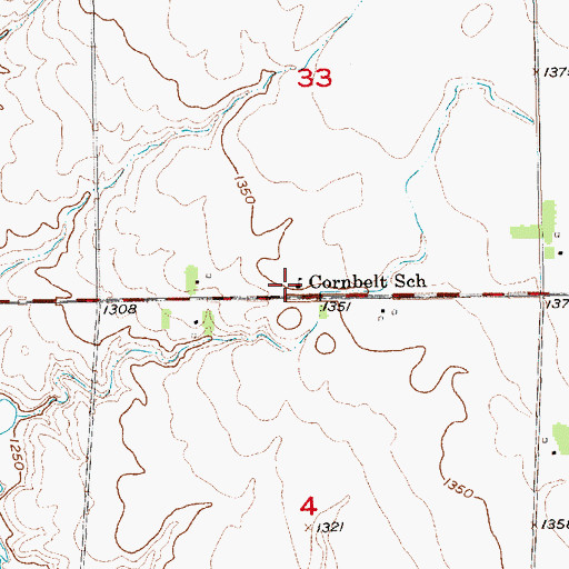 Topographic Map of Cornbelt School, SD