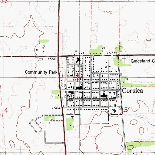 Topographic Map of Corsica, SD