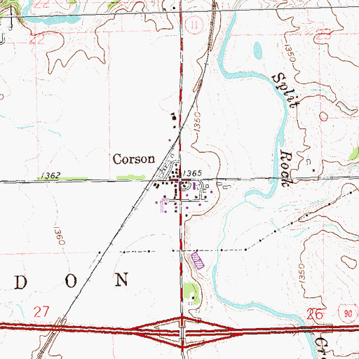 Topographic Map of Corson, SD