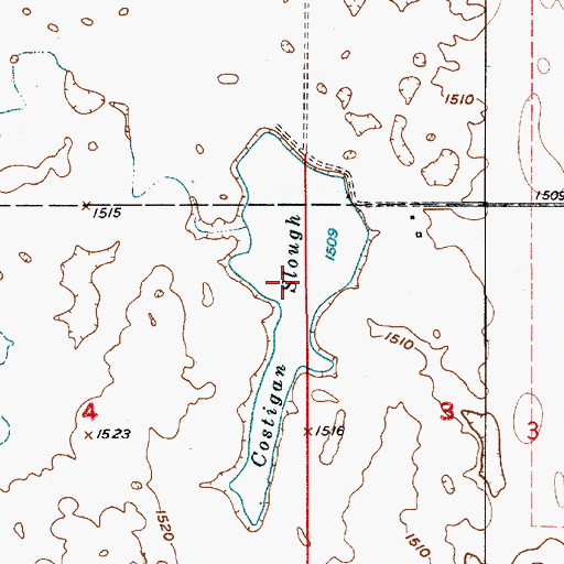 Topographic Map of Costigan Slough, SD