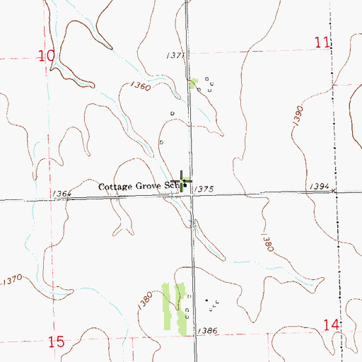 Topographic Map of Cottage Grove School, SD