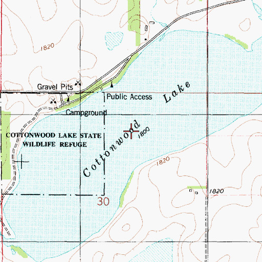 Topographic Map of Cottonwood Lake, SD