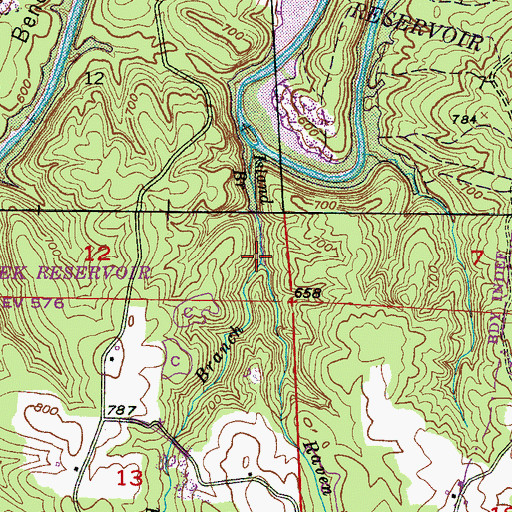 Topographic Map of Raven Branch, AL