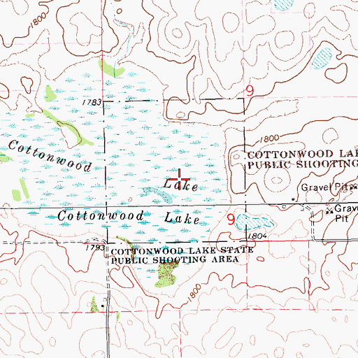 Topographic Map of Cottonwood Lake State Public Shooting Area, SD